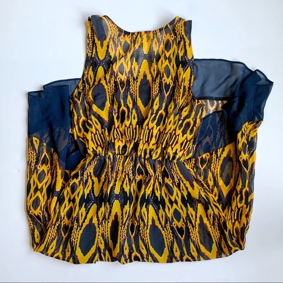 PRINCESS VERA WANG Size XS Mustard & Navy Sleeveless Dress - Picture 4 of 12